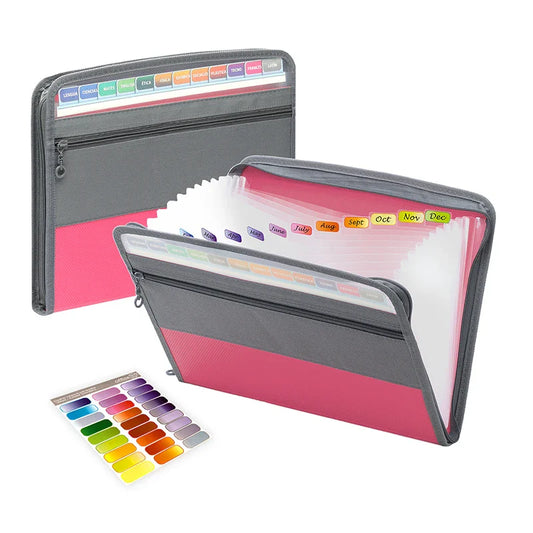 Zippered Expanding File Folder – 13-Pocket PP Document Organizer with Zipper Closure for Office & School Use