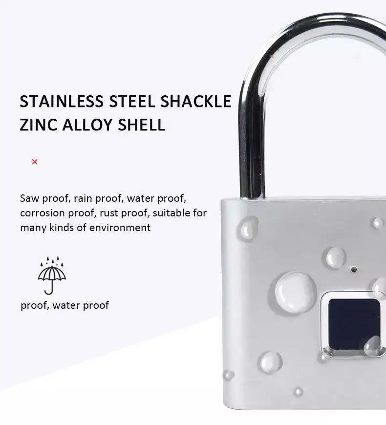 Smart Fingerprint Padlock – Keyless USB Rechargeable Waterproof Security Lock for Travel & Home