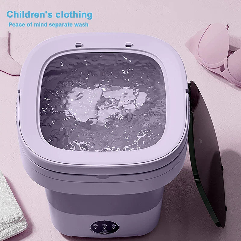 Mini Portable Washing Machine – Foldable Washer with Deep Cleaning Function, Compact Design for Travel & Small Spaces