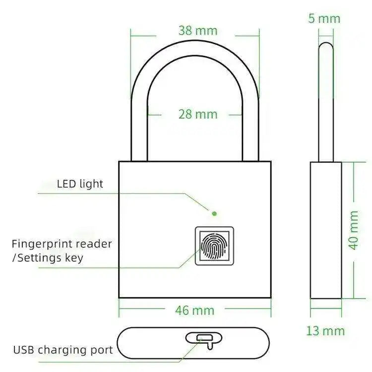 Smart Fingerprint Padlock – Keyless USB Rechargeable Waterproof Security Lock for Travel & Home