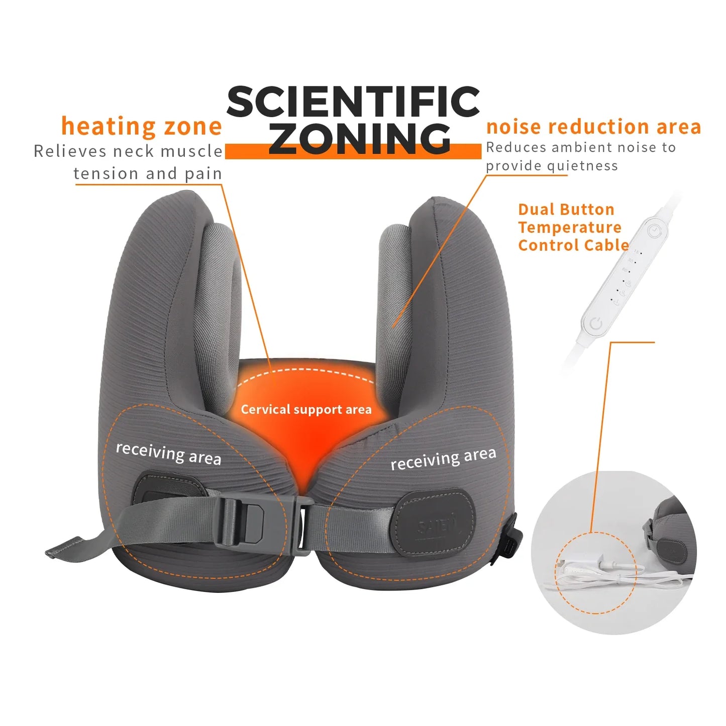 Heated Memory Foam Neck Pillow – Electric U-Shaped Travel Cushion with Massage for Airplane & Camping