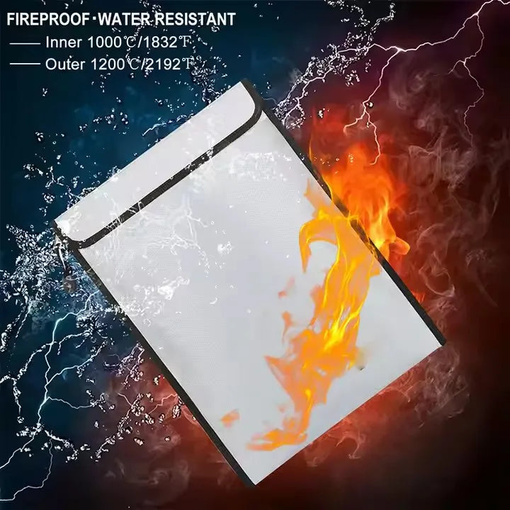 Fireproof Document Bag – Waterproof Fiberglass A4 Safe Storage Pouch for Office, School & Home Use