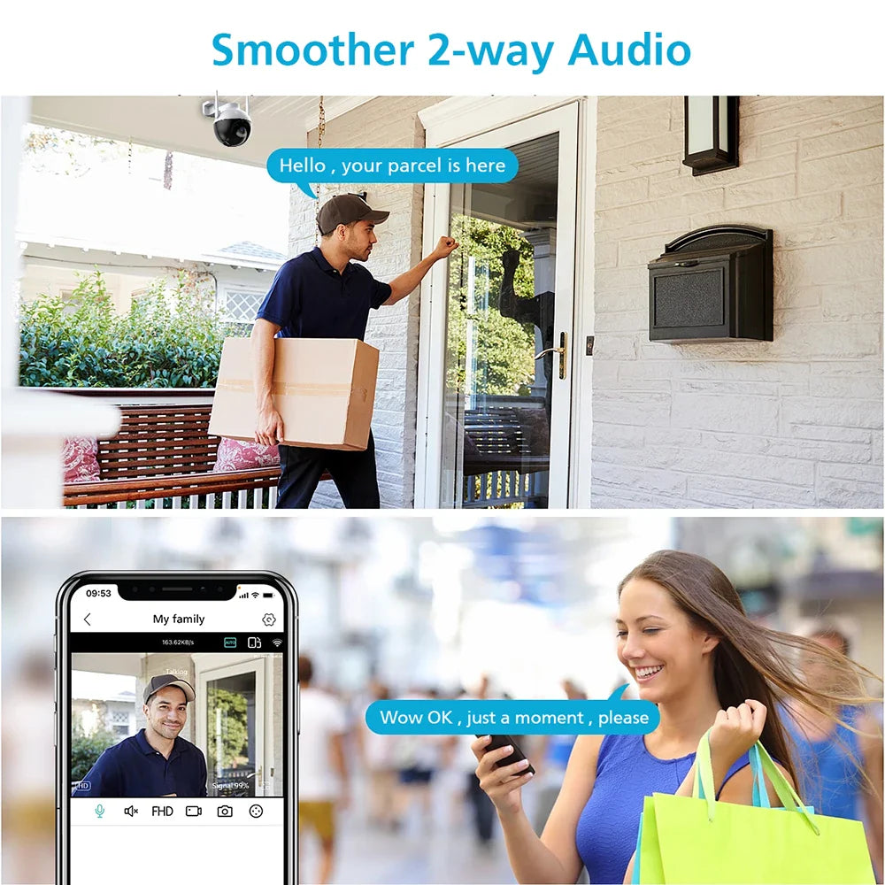 5MP Outdoor PTZ WiFi Security Camera – Waterproof Night Vision with Motion Tracking & Two-Way Audio