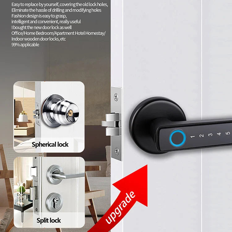 Digital Smart Door Lock – Fingerprint, Keyless Entry, Password & App Control for Wood, Steel, and Aluminum Doors