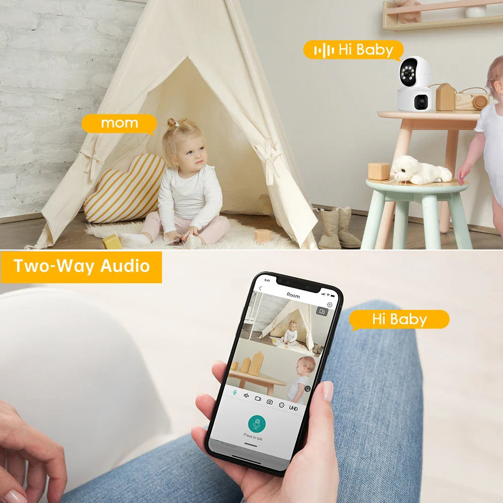 4MP Color Night Vision WiFi CCTV Camera – Indoor PTZ Security with Dual Lens, Motion Tracking & Two-Way Audio