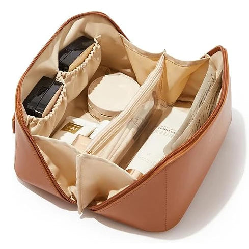 Waterproof Travel Toiletry Bag – Foldable Makeup Organizer with Handle & Divider for Women