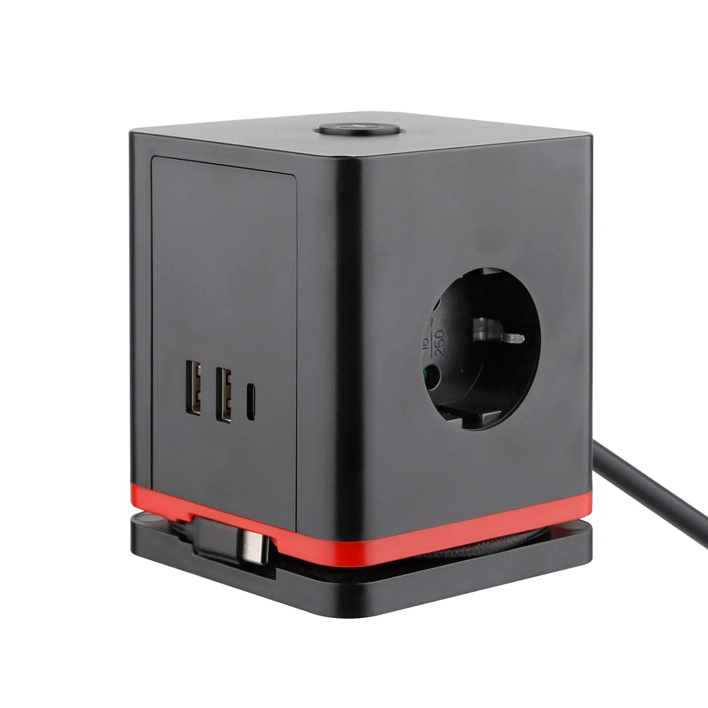 Avichic™ 16A Cube Power Strip – 3 AC Outlets with USB-A & Type-C Charging Ports, Desktop Socket for Home & Office Use