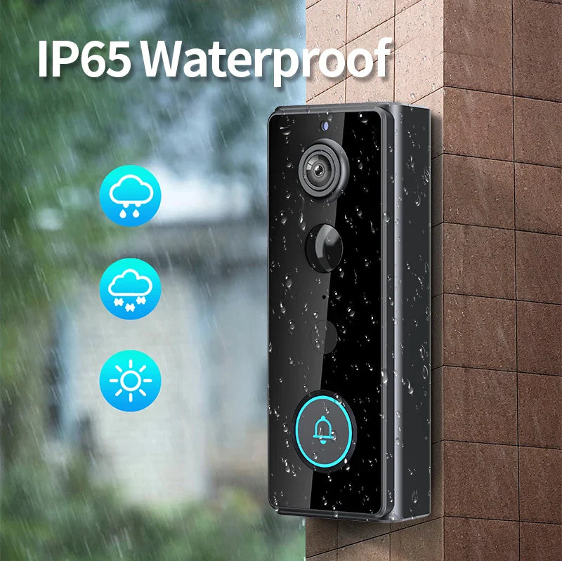 1080P Smart Video Doorbell Camera with 180° View | Waterproof WiFi Doorbell with Bluetooth, 2-Way Audio, Motion Alerts, Battery-Powered Design