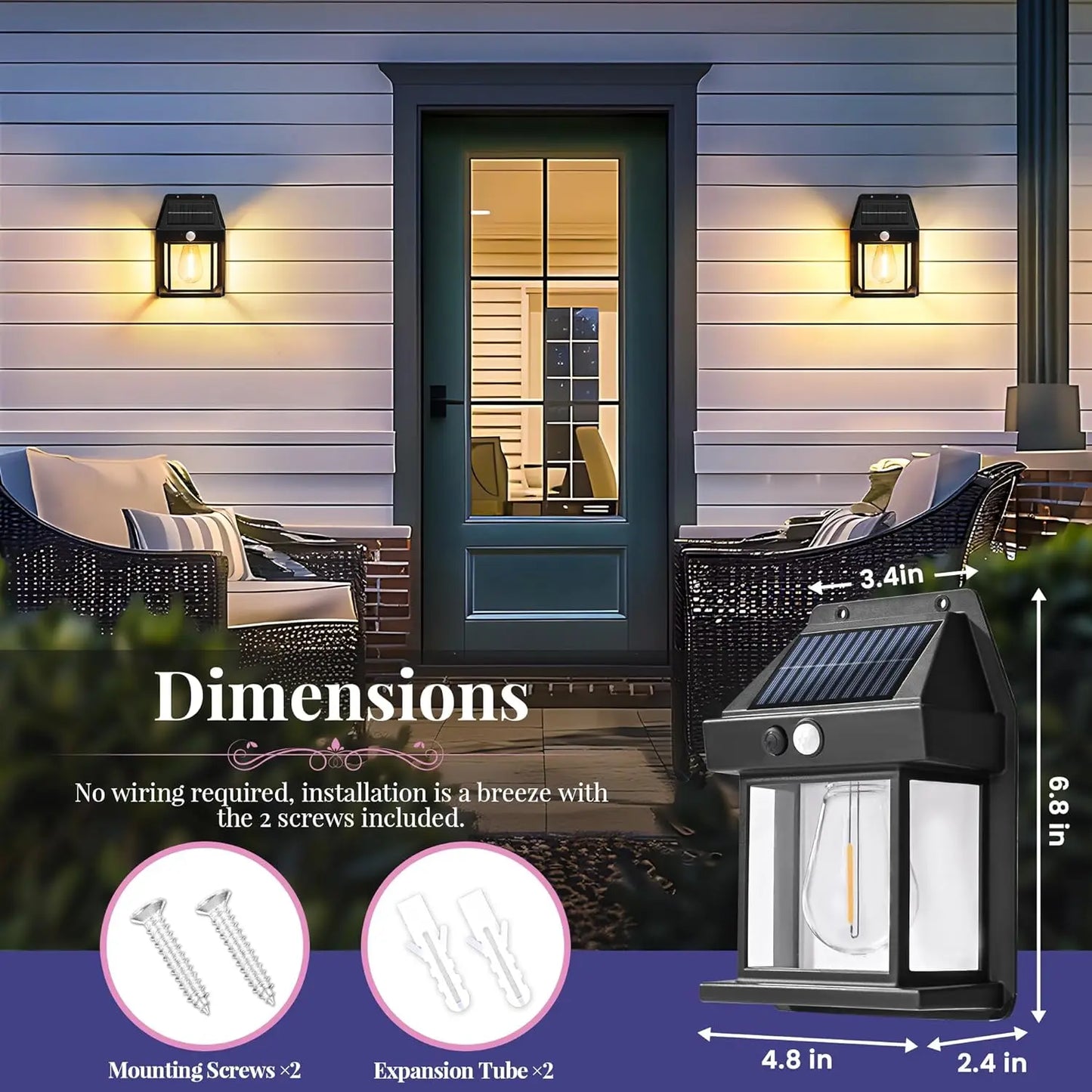 1200mAh Outdoor Solar Wall Light – Motion Sensor LED Garden Security Lamp, Waterproof IP65 for Patio & Pathway