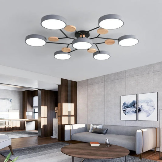 Modern Macaron Chandelier – Colorful LED Pendant Light with Adjustable Brightness for Living Room & Bedroom Décor