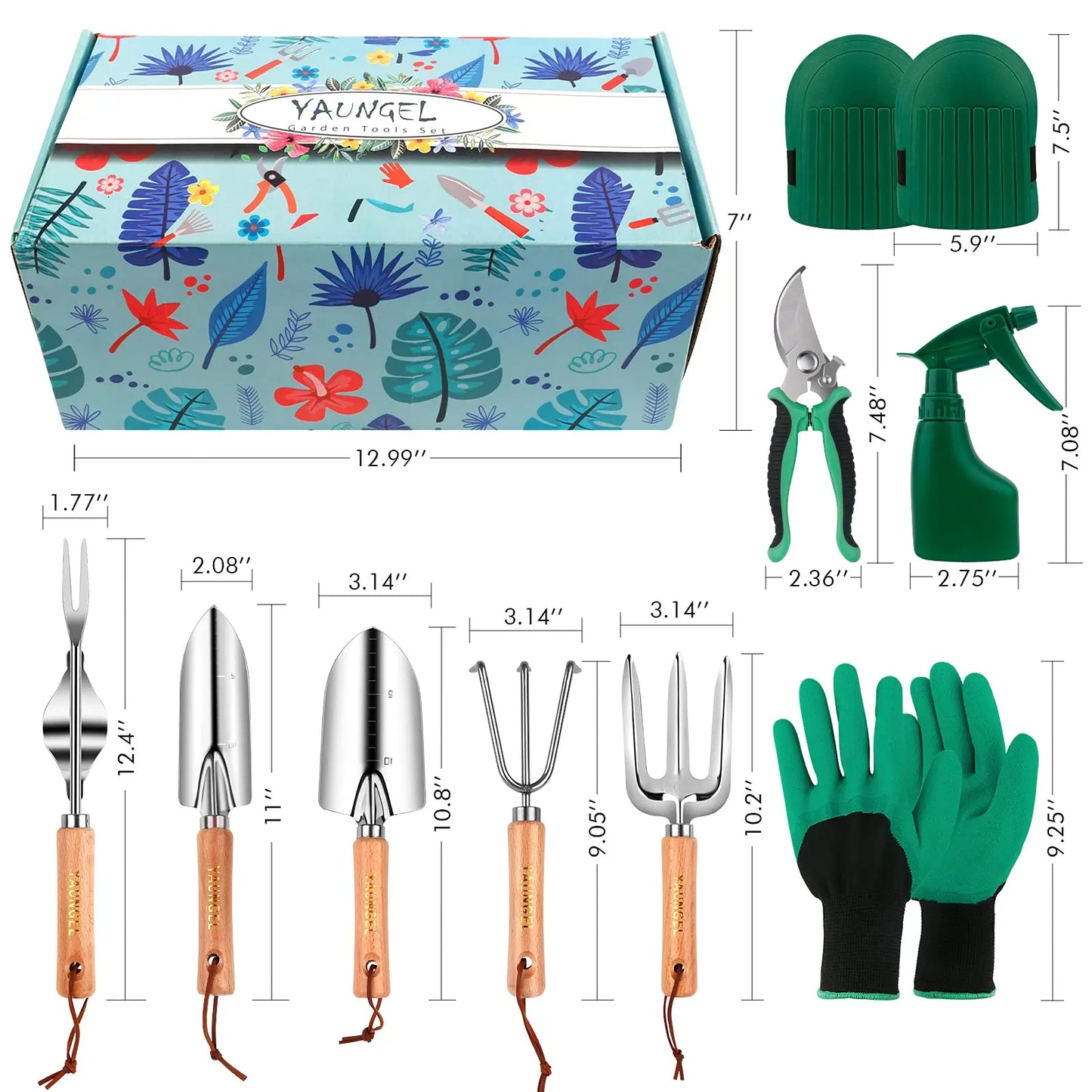 10-piece Set Gardening Tools Heavy Duty Stainless Steel Garden Supplies Hand Tools With Wooden Handle Garden Gifts for Boys