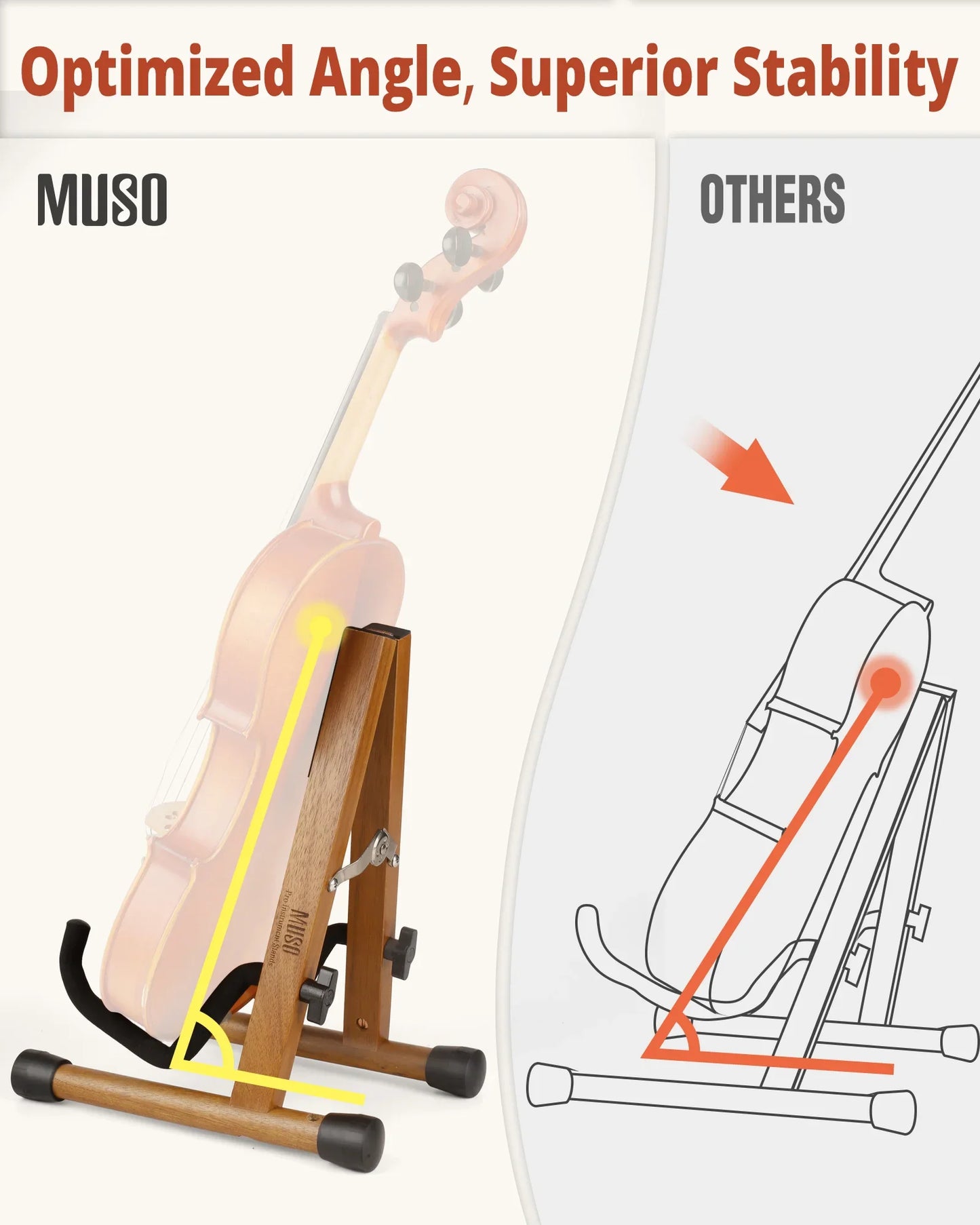 Solid Wood Violin Stand – Detachable A-Frame Musical Instrument Holder for Violin, Mandolin & Stringed Instruments