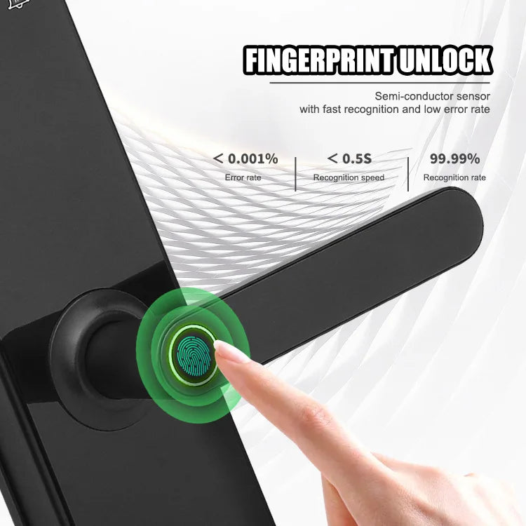 Biometric Fingerprint Smart Door Lock – Keyless Entry, TTLock App Control, Multi-Access Digital Security for Home & Office