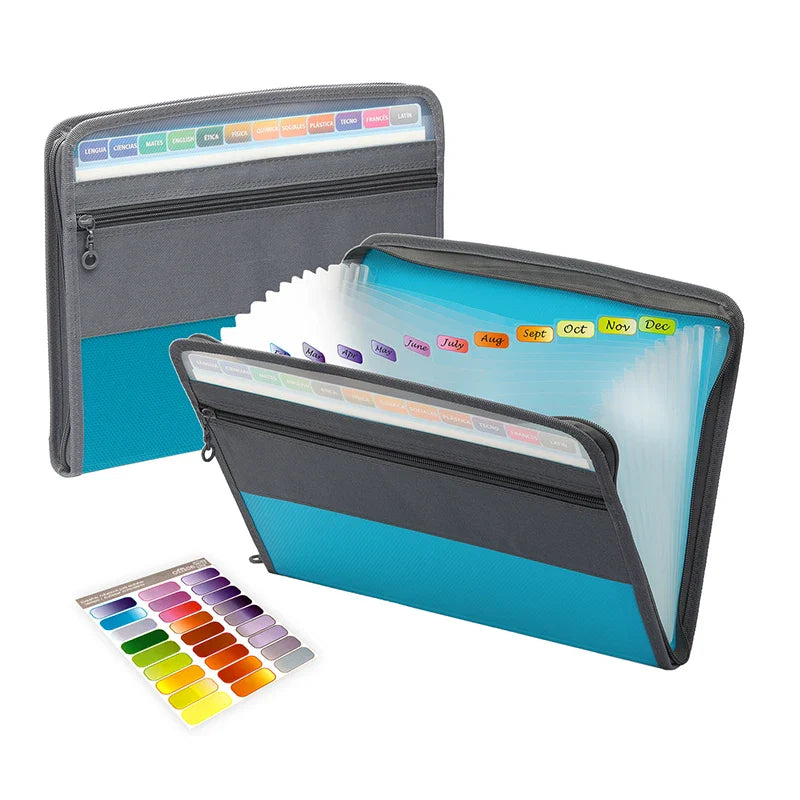 Zippered Expanding File Folder – 13-Pocket PP Document Organizer with Zipper Closure for Office & School Use