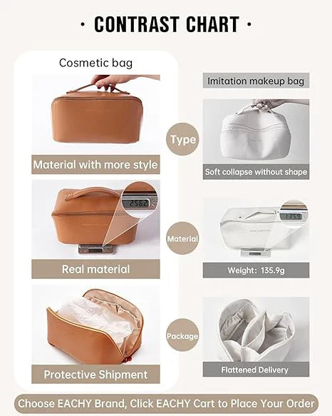 Waterproof Travel Toiletry Bag – Foldable Makeup Organizer with Handle & Divider for Women