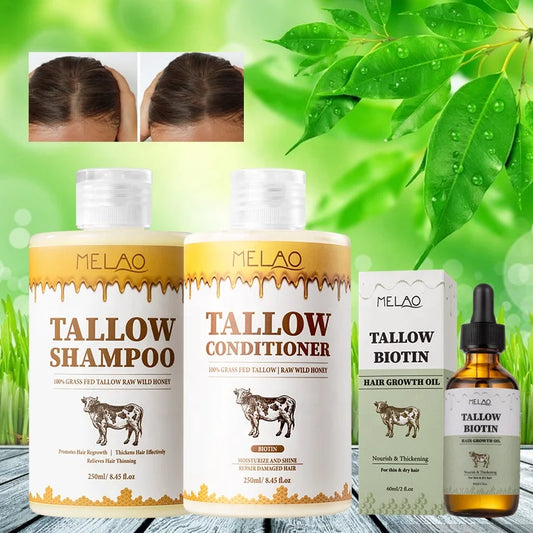 Organic Biotin Tallow Hair Growth Oil – Natural Hair Regrowth Treatment for Women & Men, Nourishing & Strengthening Serum