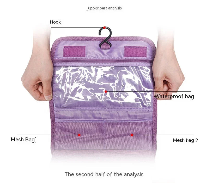Compact Waterproof Hanging Toiletry Bag – Travel Makeup Organizer for Men & Women