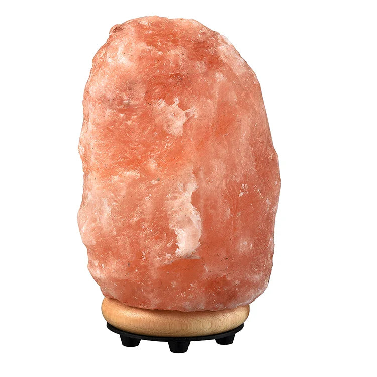 Pink Himalayan Salt Lamp with Wooden Base – Dimmer Switch, 15W Bulb, Crystal Rock Decor for Bedroom & Office