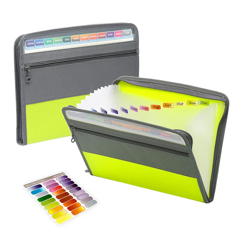 Zippered Expanding File Folder – 13-Pocket PP Document Organizer with Zipper Closure for Office & School Use