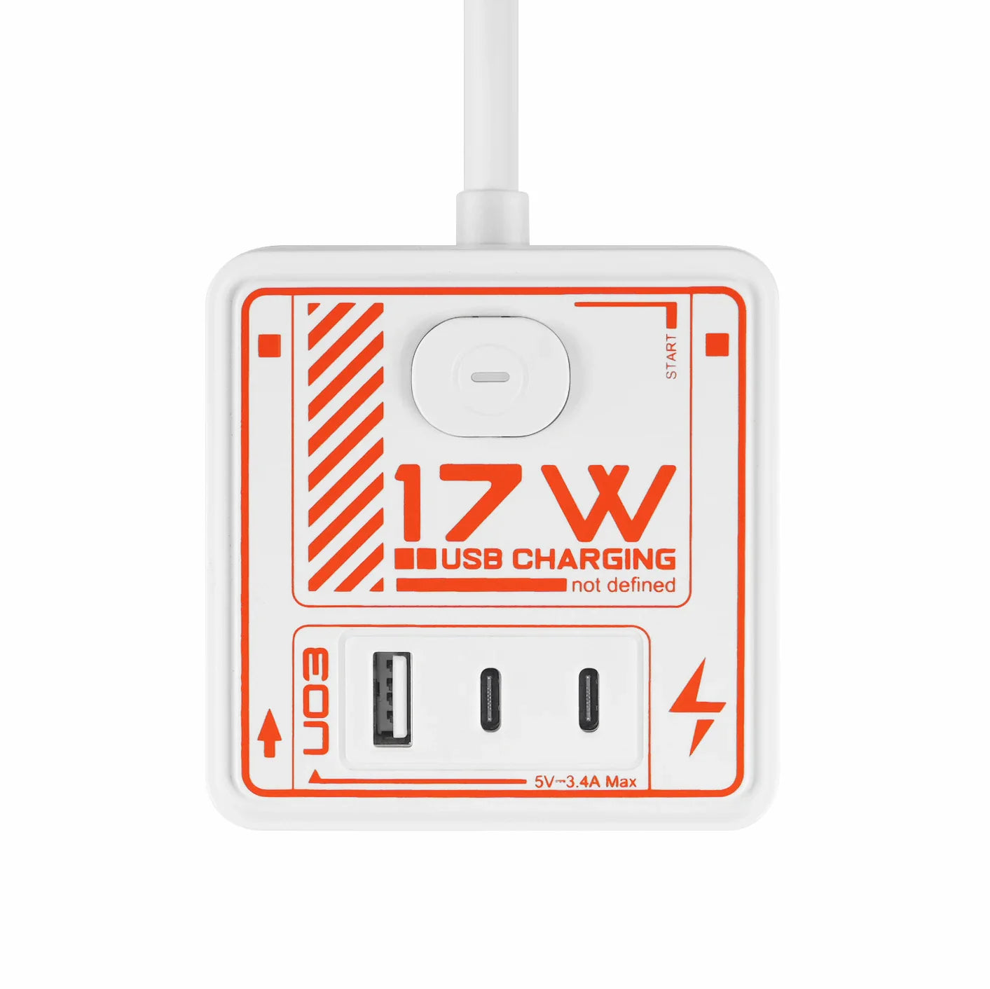 EU Smart Power Cube – 3 AC Outlets with USB-A & Type-C Ports, 16A Plug Adapter Socket for Home & Office Charging