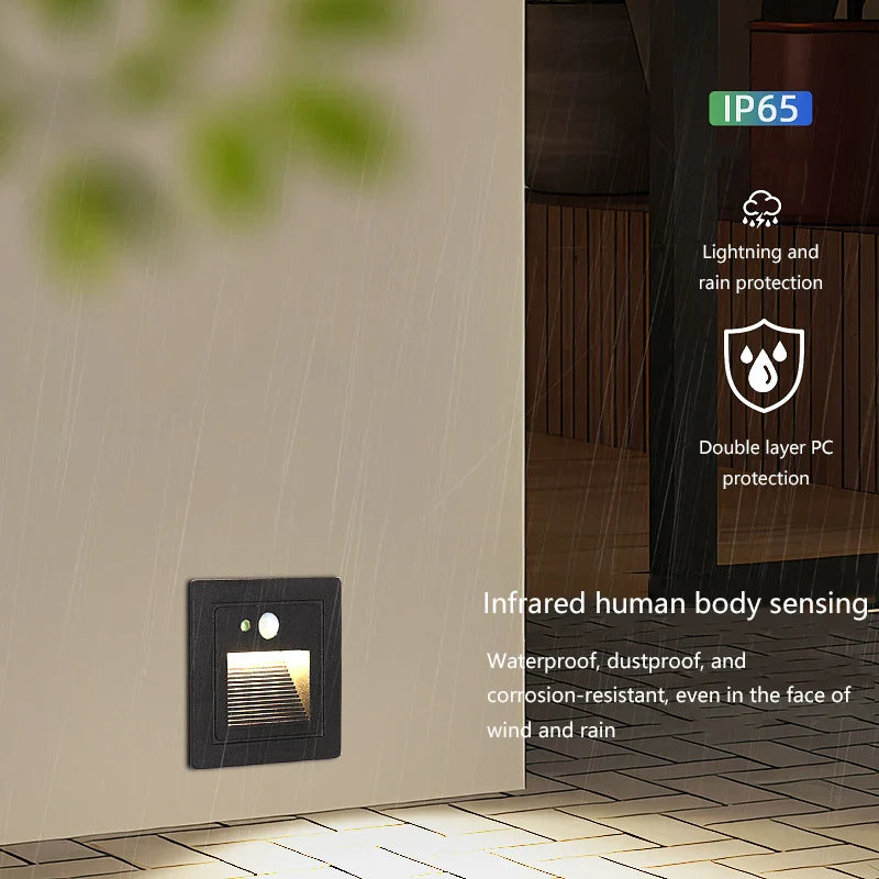 Waterproof IP65 LED Step Lights – Smart Recessed Motion Sensor for Outdoor & Indoor Stair, Pathway, and Wall Lighting