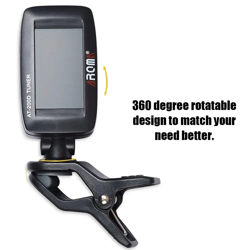 AT-200D Clip-On Digital Guitar Tuner – Portable Universal Chromatic Tuner for Guitar, Bass, Ukulele & Violin