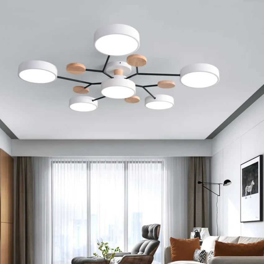 Modern Macaron Chandelier – Colorful LED Pendant Light with Adjustable Brightness for Living Room & Bedroom Décor