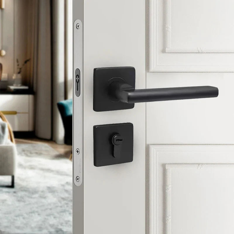 Modern Stainless Steel & Wood Door Handle – High-Security, Anti-Theft, Anti-Prying Hardware for Home & Office