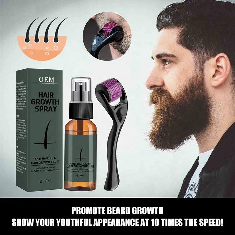 Organic Beard Growth Oil Spray for Men – Promotes Beard & Mustache Growth, Anti Hair Loss, Daily Use, 30ml