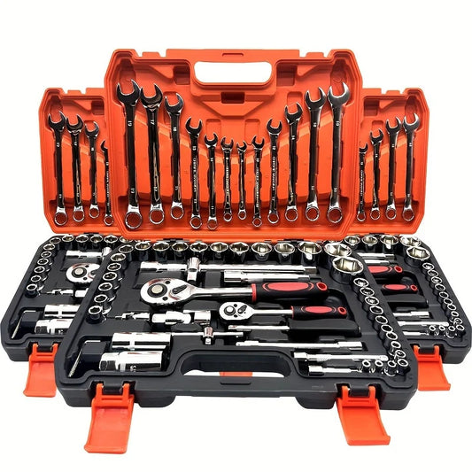 Avichic™ 61-Piece CR-V Steel Tool Kit – Metric Ratchet Socket Wrench Set for Automotive, Mechanical & Home Repairs with Durable Hard Case