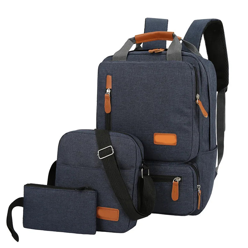Avichic™ Men’s 3-Piece Backpack Set – Waterproof Oxford Laptop Bag, School & Travel Backpack with Shoulder & Handbag