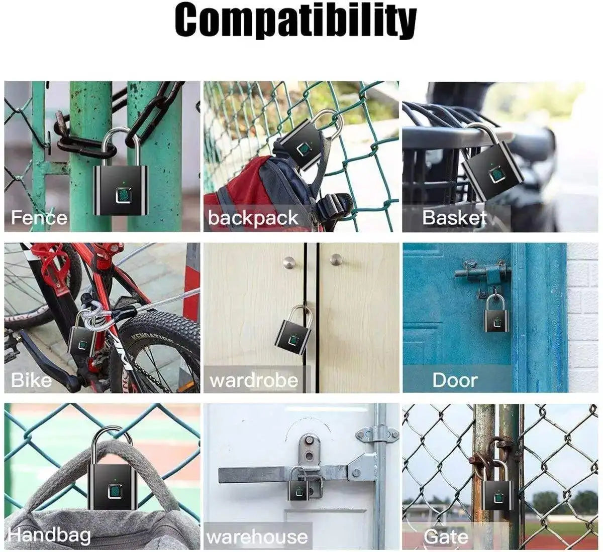 Smart Fingerprint Padlock – Keyless USB Rechargeable Waterproof Security Lock for Travel & Home