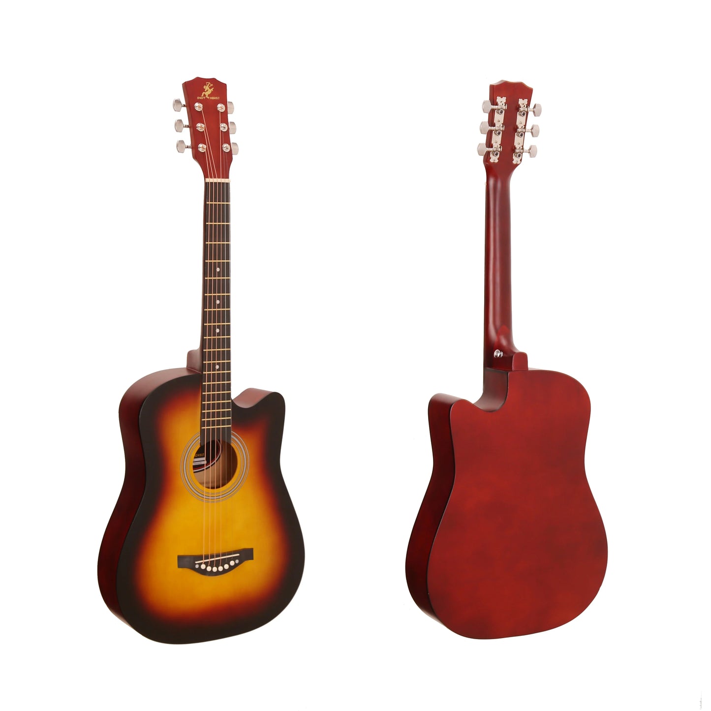 38-Inch Acoustic Guitar – 6-String Beginner & Travel Guitar with Linden Body and Polished Finish