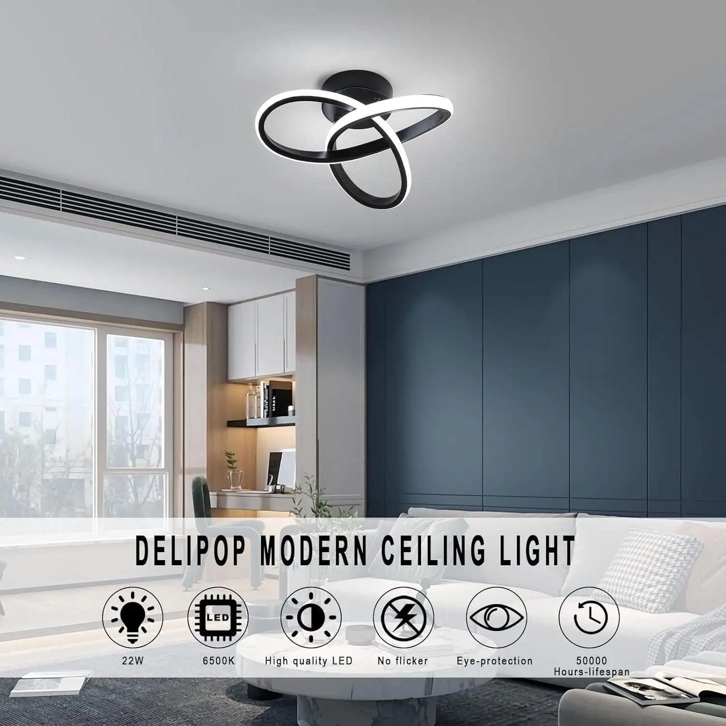 Modern LED Ceiling Lamp – Contemporary Flush Mount Light for Bedroom, Living Room & Home Décor