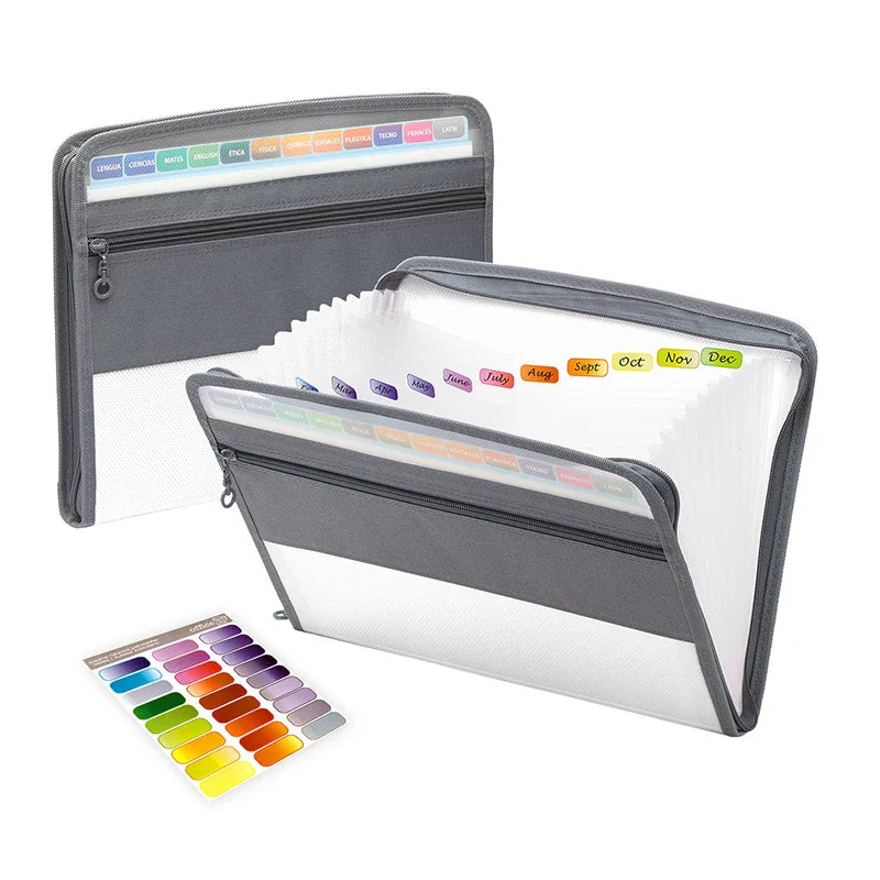 Zippered Expanding File Folder – 13-Pocket PP Document Organizer with Zipper Closure for Office & School Use