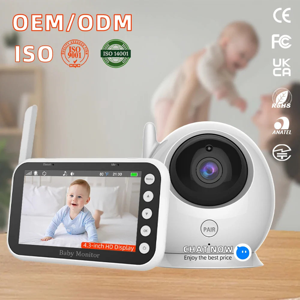 Avichic™ 4.3" Wireless Baby Monitor – Night Vision, Two-Way Audio, Video Nanny Cam with Screen for Baby Surveillance & Security