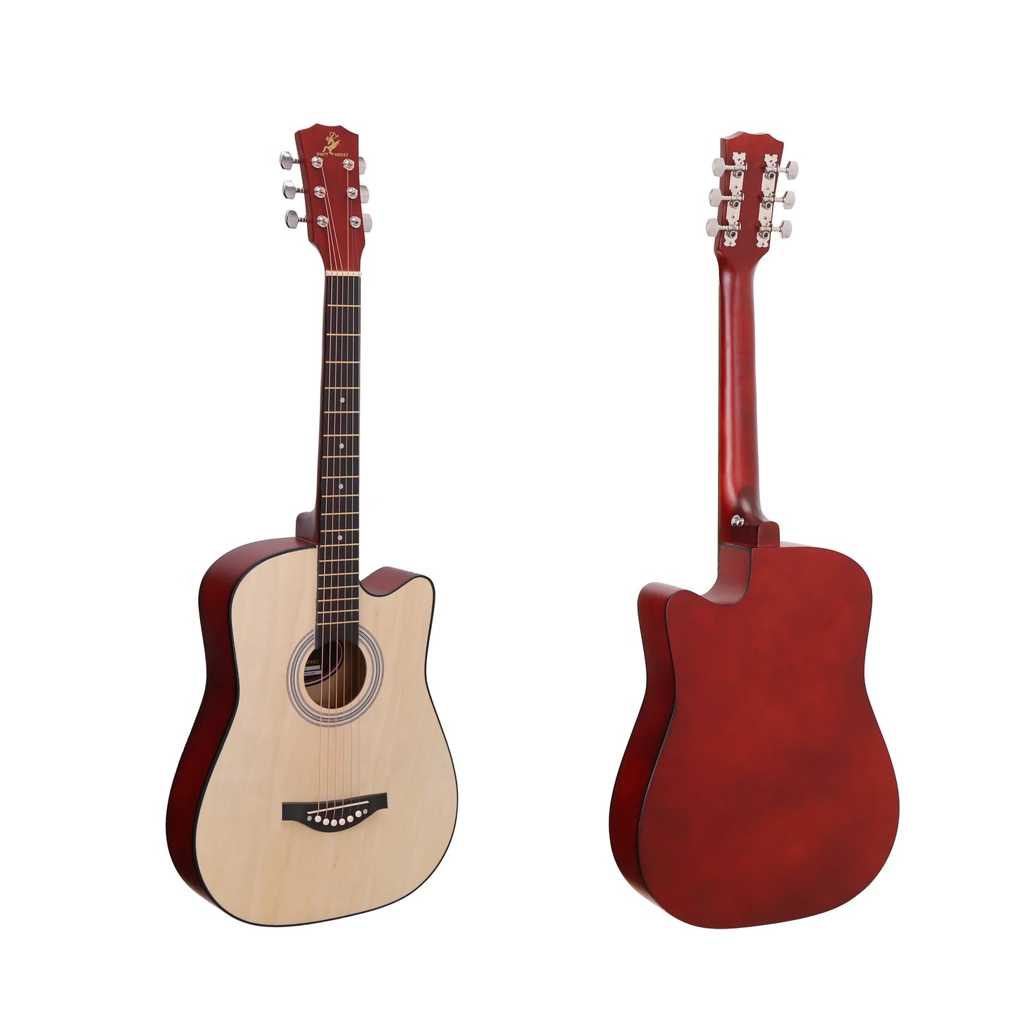 38-Inch Acoustic Guitar – 6-String Beginner & Travel Guitar with Linden Body and Polished Finish
