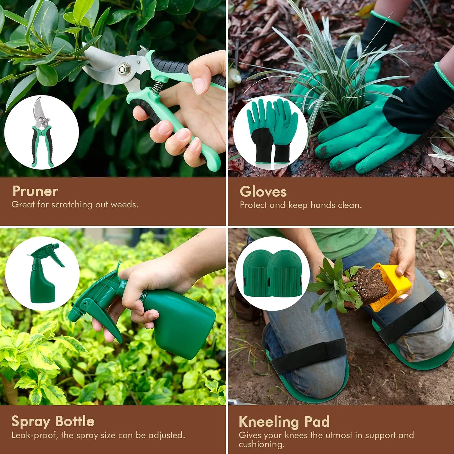 10-piece Set Gardening Tools Heavy Duty Stainless Steel Garden Supplies Hand Tools With Wooden Handle Garden Gifts for Boys
