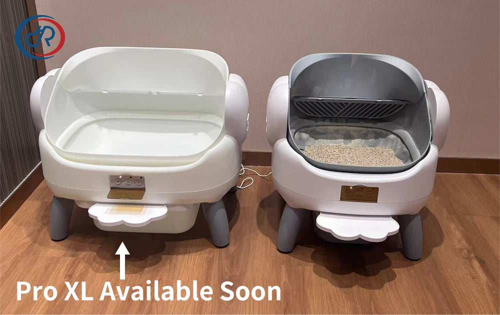 Large Automatic Self-Cleaning Cat Litter Box with Smart App Control - Open Top Pet Toilet with Radar Safety Sensors and Detachable Step - Gray