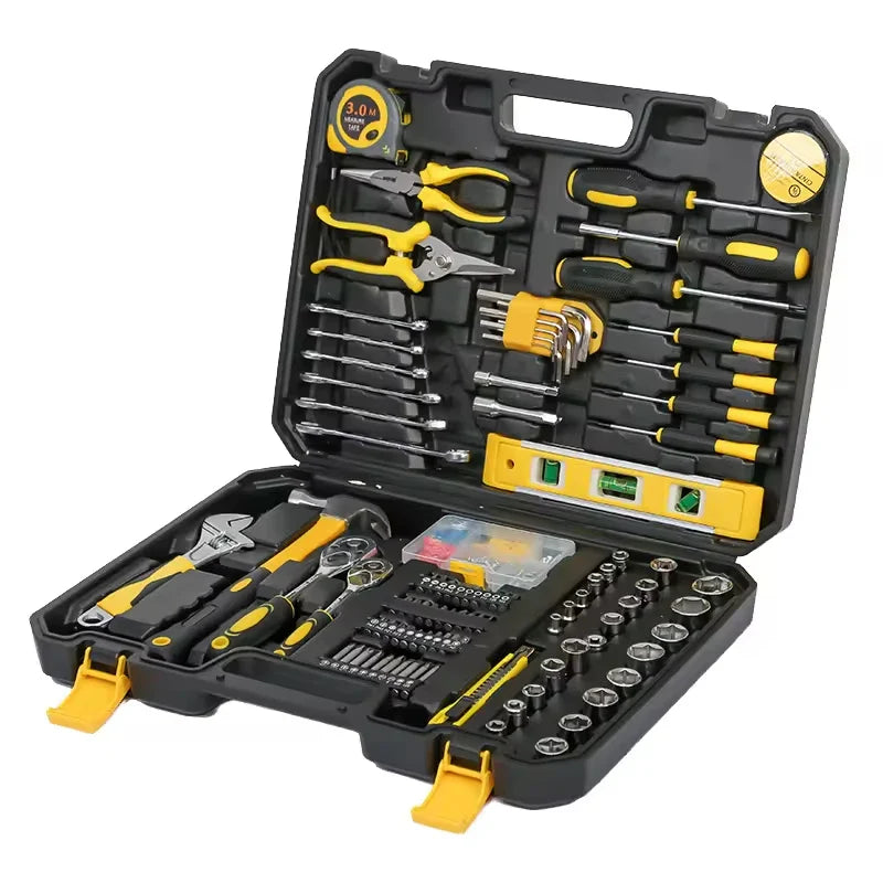 Avichic™ 118-Piece Hand Tool Kit – Multifunctional Carbon Steel Repair Set with Wrench, Level, Tape, Screwdrivers & Case for Home & DIY