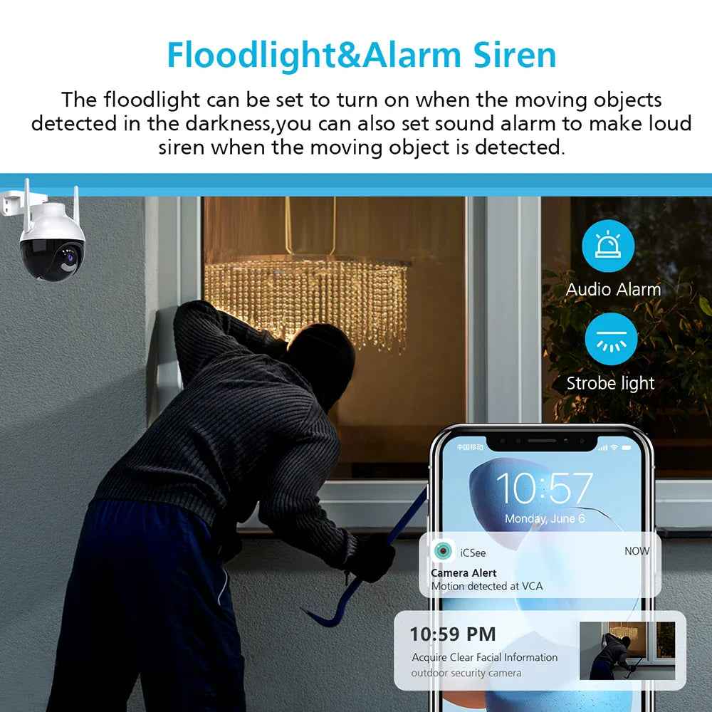 5MP Outdoor PTZ WiFi Security Camera – Waterproof Night Vision with Motion Tracking & Two-Way Audio