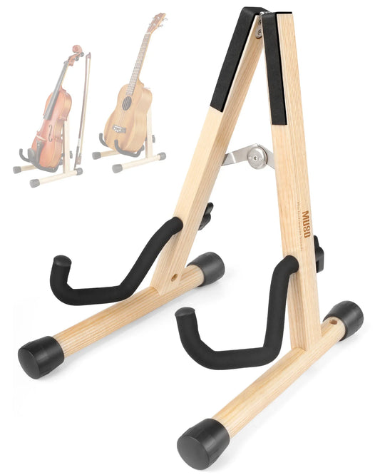 Wooden Folding Violin Stand – Portable A-Frame Floor Holder for Violin, Ukulele & Stringed Instruments