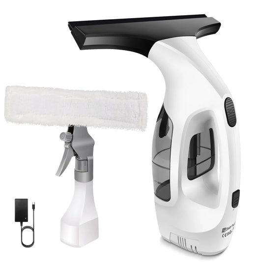 Handheld Electric Window Cleaner and Vacuum Mop - Portable 2-in-1 Glass Squeegee with Water Spray and Suction for Household and Outdoor Use - Unisex