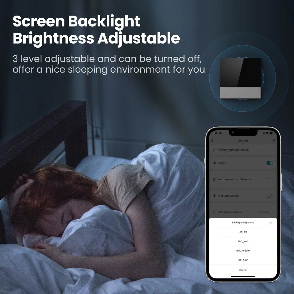 Smart WiFi Thermostat for Fan Coil Units – Touchscreen, Voice-Controlled, Energy-Saving HVAC Room Controller