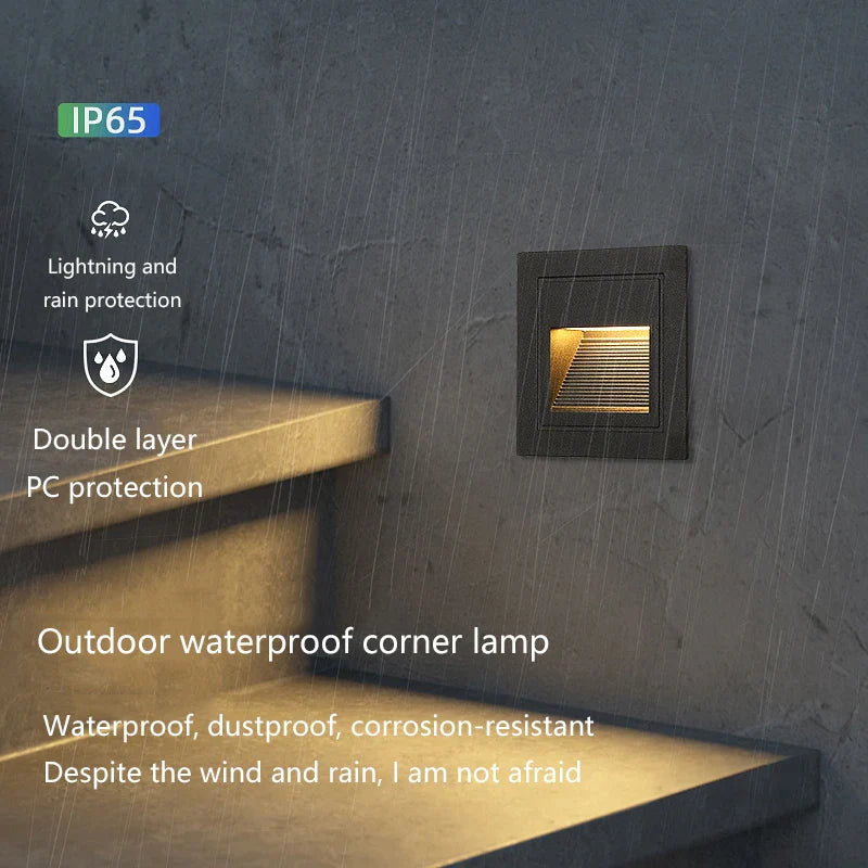 Waterproof IP65 LED Step Lights – Smart Recessed Motion Sensor for Outdoor & Indoor Stair, Pathway, and Wall Lighting