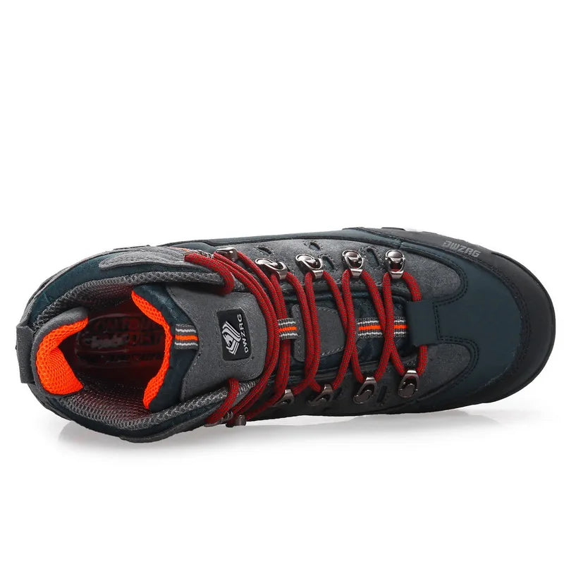 Avichic™ Men’s Waterproof Cowhide Hiking Boots – Thermal Anti-Slip Outdoor Shoes with Mesh Insole for Winter Trekking