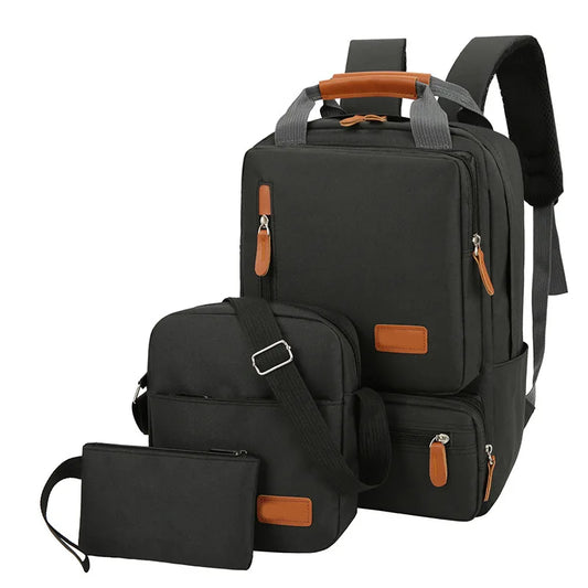 Avichic™ Men’s 3-Piece Backpack Set – Waterproof Oxford Laptop Bag, School & Travel Backpack with Shoulder & Handbag