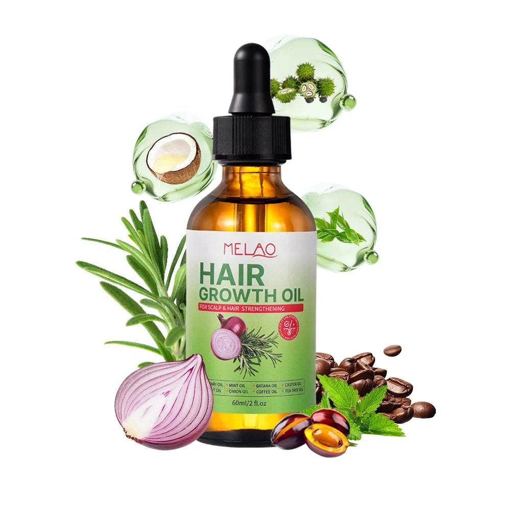 Natural Onion Hair Oil – Herbal Hair Growth Oil for Women, Anti-Hair Loss, Scalp Repair, Thickening, Moisturizing, 60ml