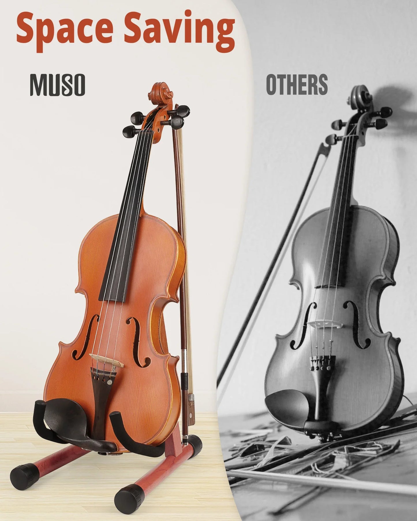 Small Wooden Violin & Ukulele Stand – Portable A-Frame Holder with Rubber Pads for Travel & Display