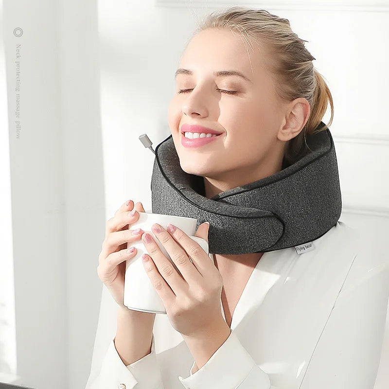 Wireless Neck Massage Pillow – U-Shaped Memory Foam Travel Pillow for Sleeping & Business Trips